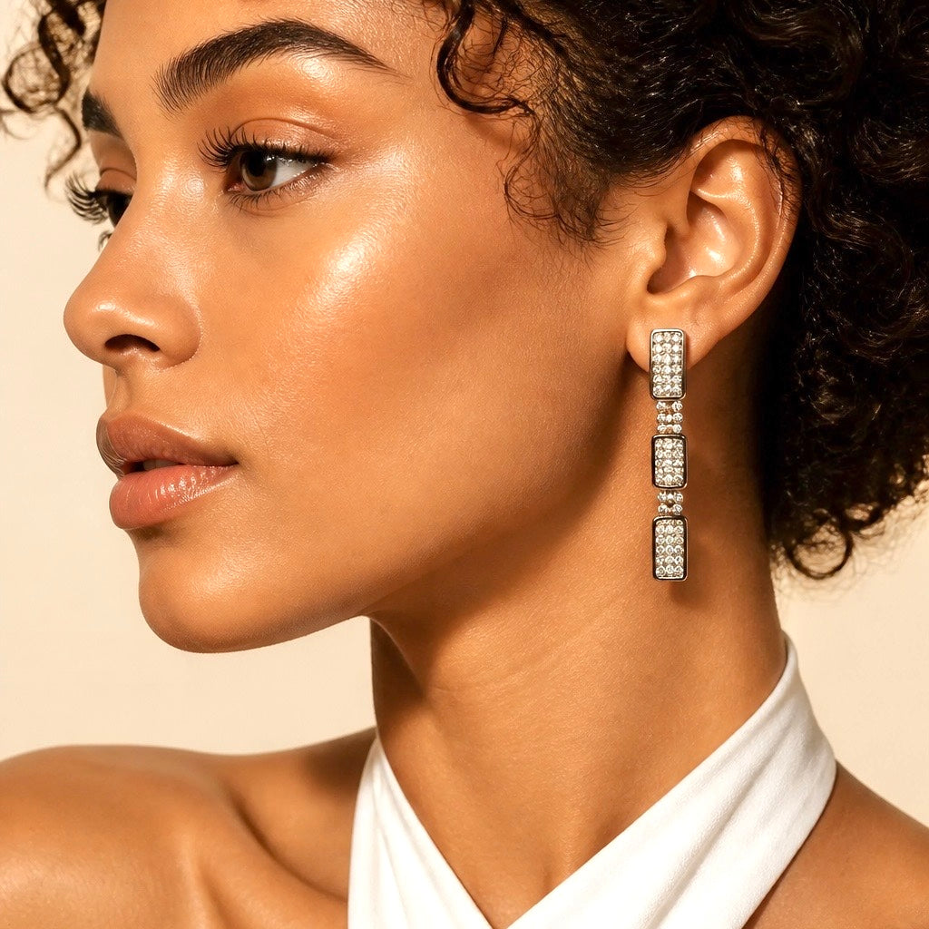 CRYSTAL PAVE DROP EARRINGS