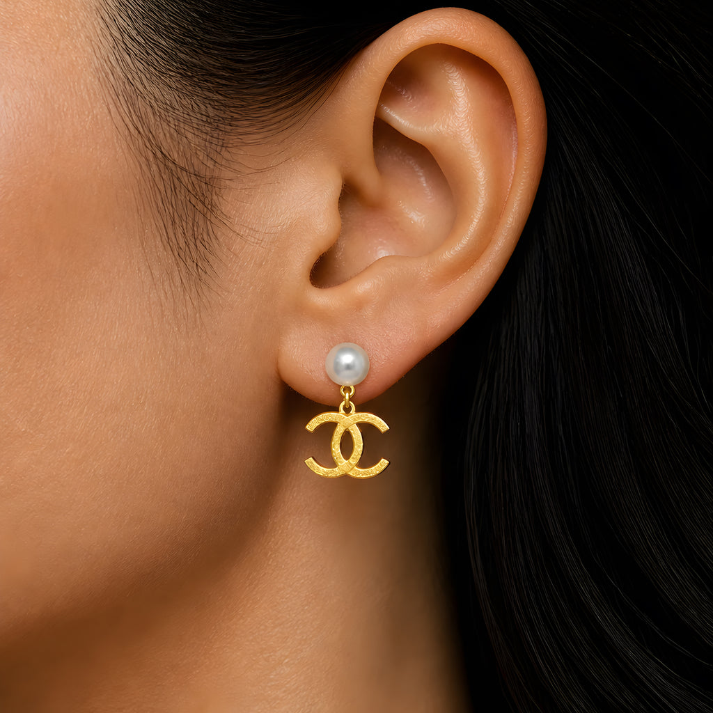 CHANNEL BLUSH RESIN DROP EARRINGS