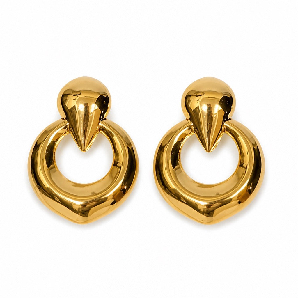 GOLD DOOR KNOCKER DROP EARRINGS