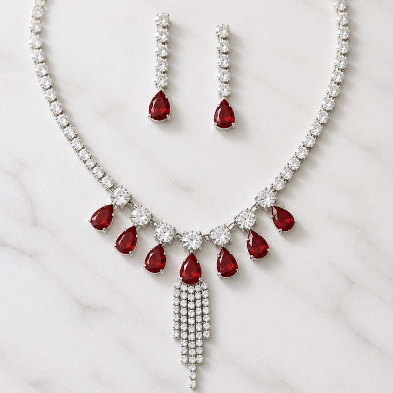 RUBY EMERALD CASCADE JEWELLERY SET