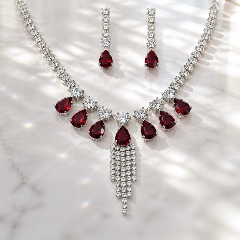 RUBY EMERALD CASCADE JEWELLERY SET