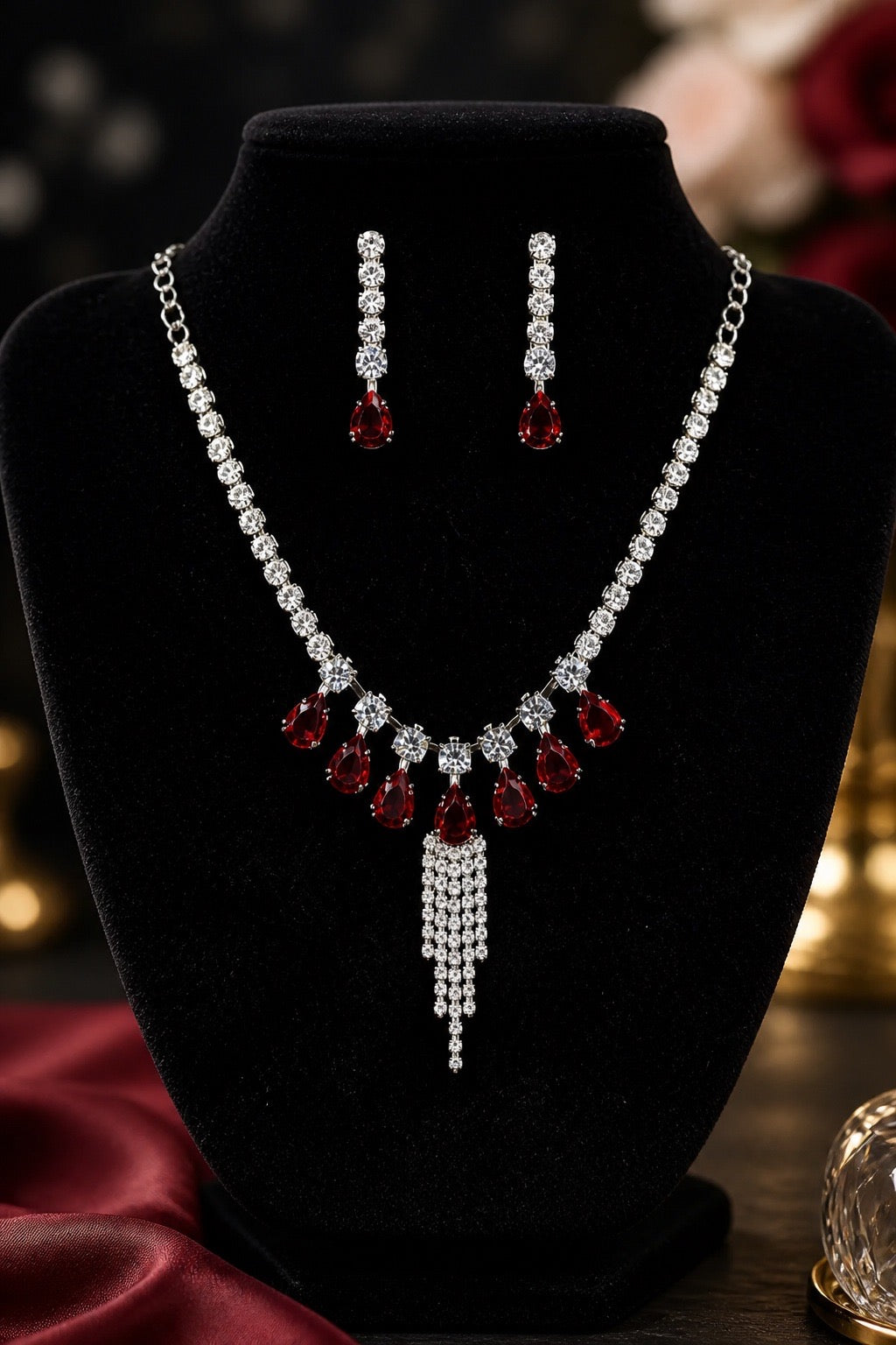 RUBY EMERALD CASCADE JEWELLERY SET