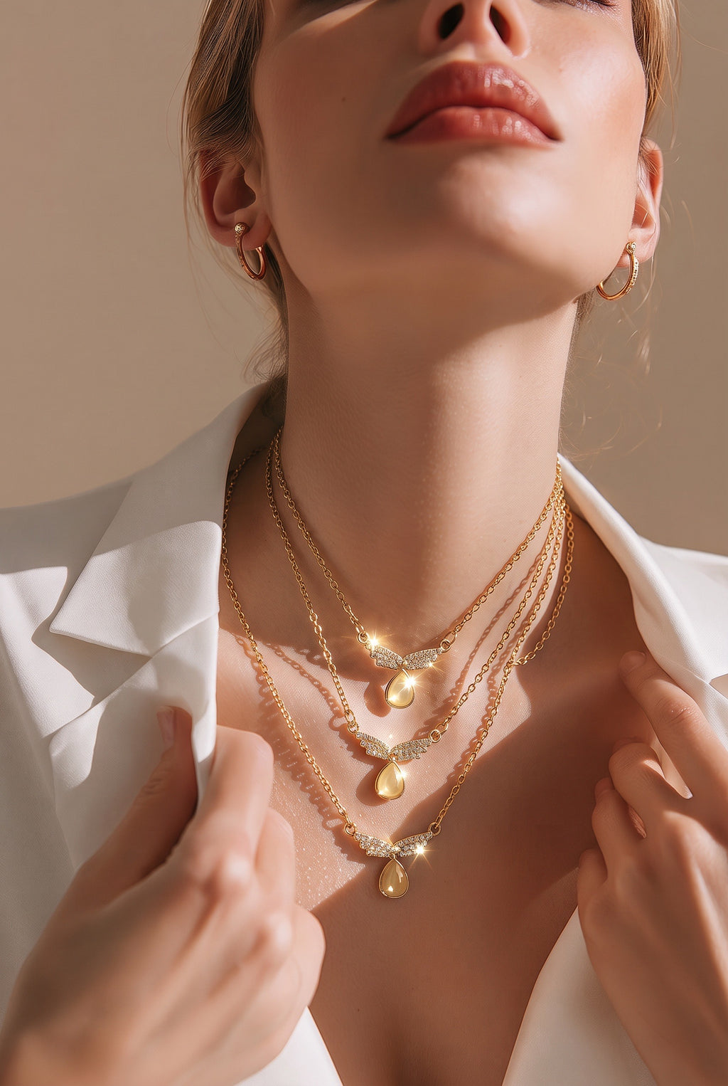 GOLDEN WINGS LAYERED NECKLACE SET
