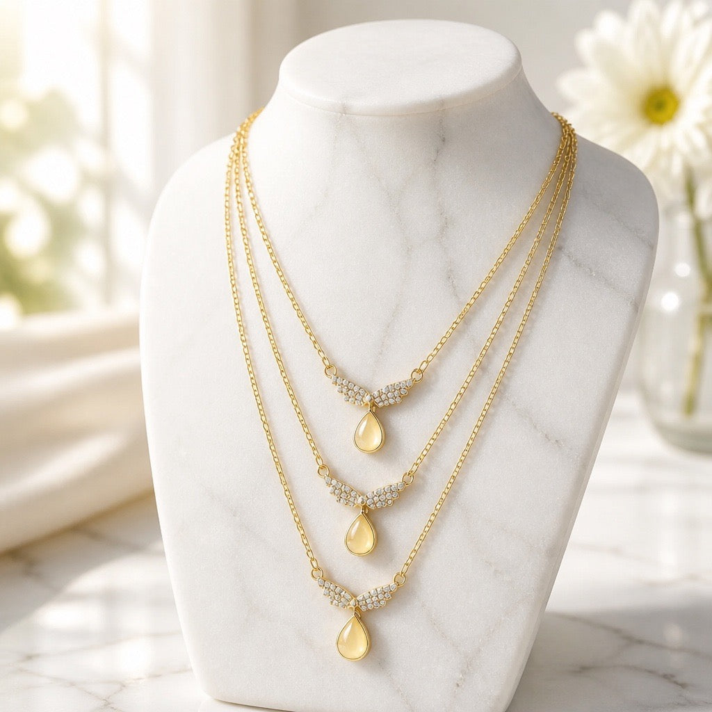 GOLDEN WINGS LAYERED NECKLACE SET