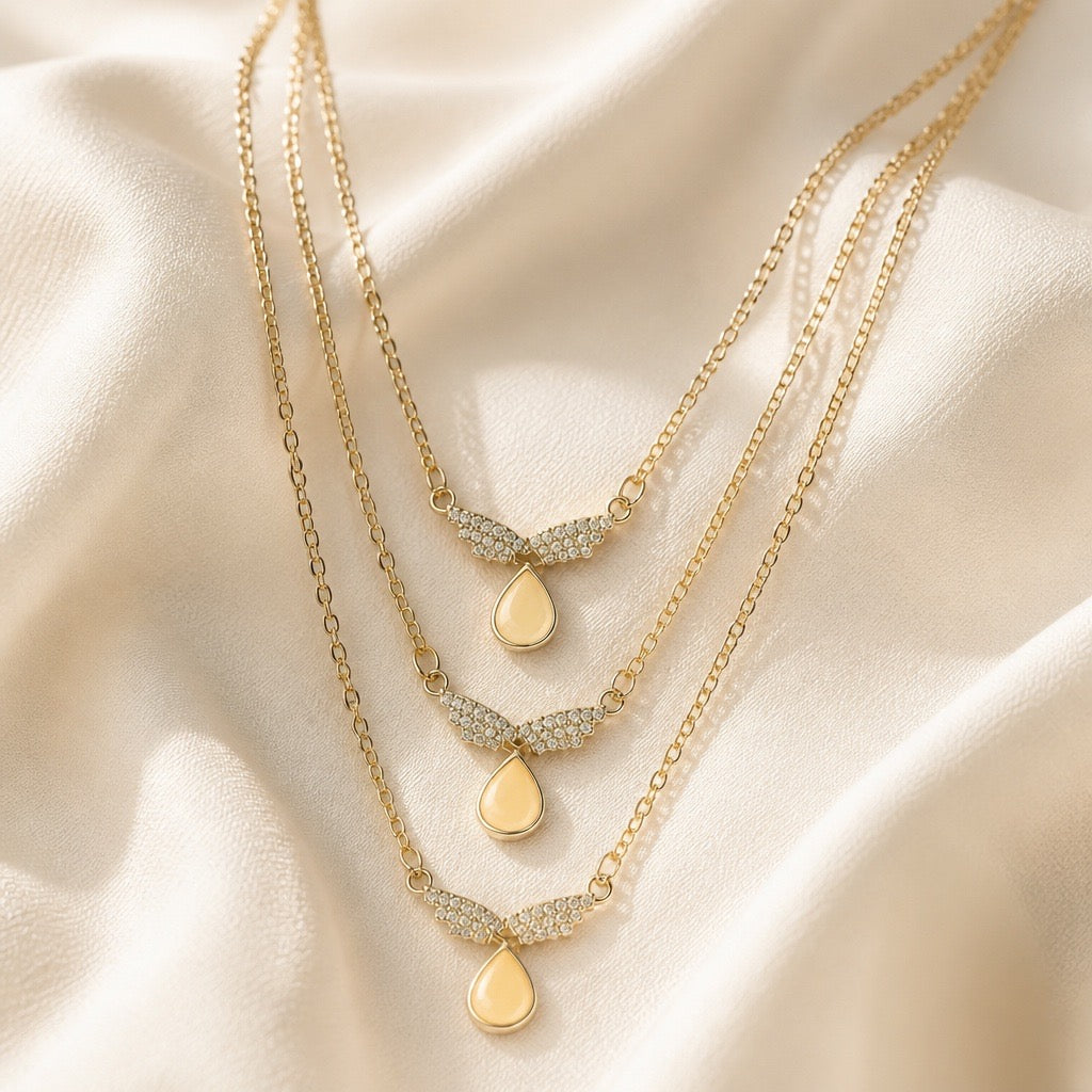 GOLDEN WINGS LAYERED NECKLACE SET