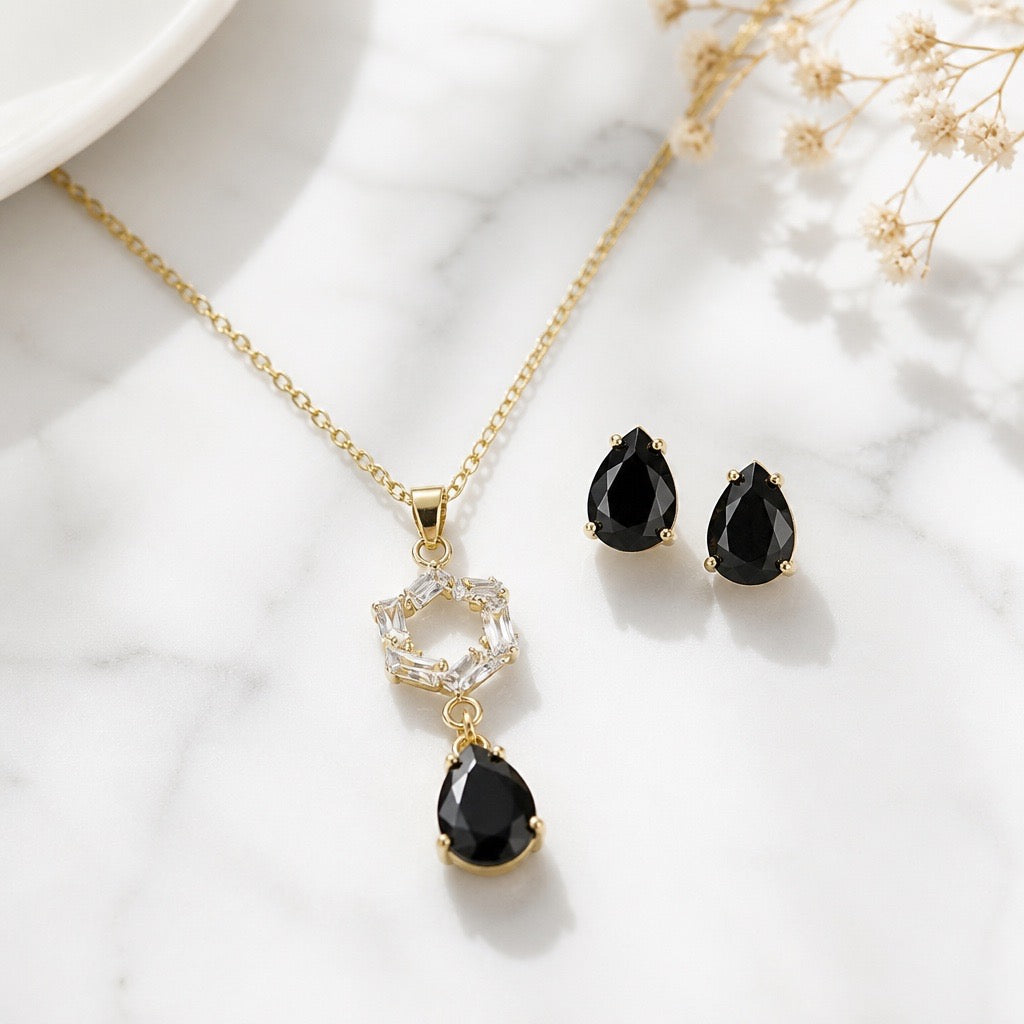 HEXAGON DROP NECKLACE SET