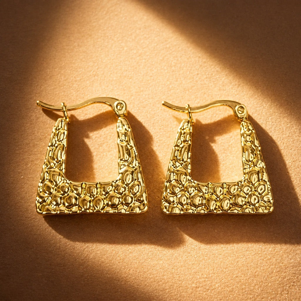 HAMMERED TRAPEZOID DROP EARRINGS