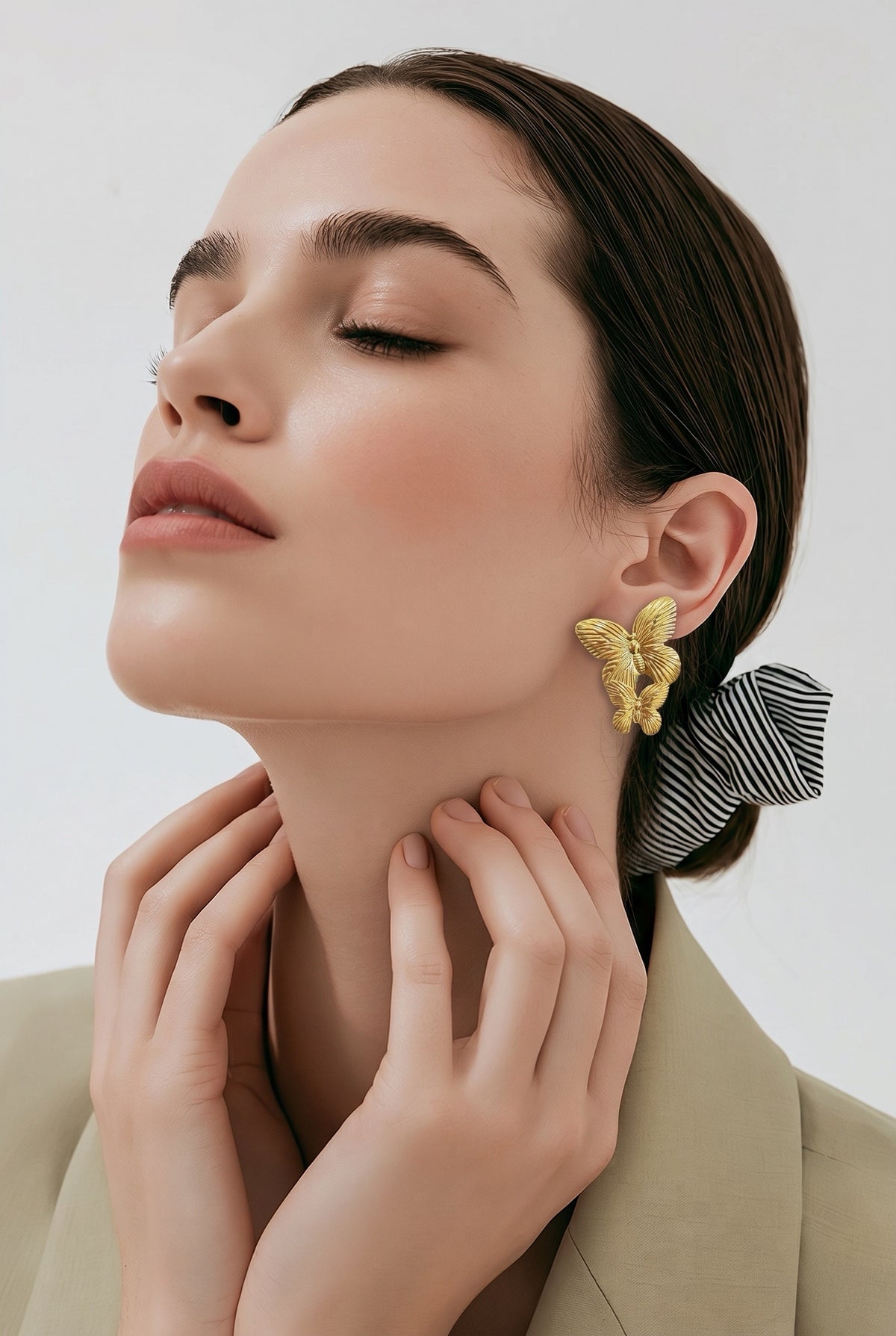 DOUBLE BUTTERFLY STUD EARRINGS