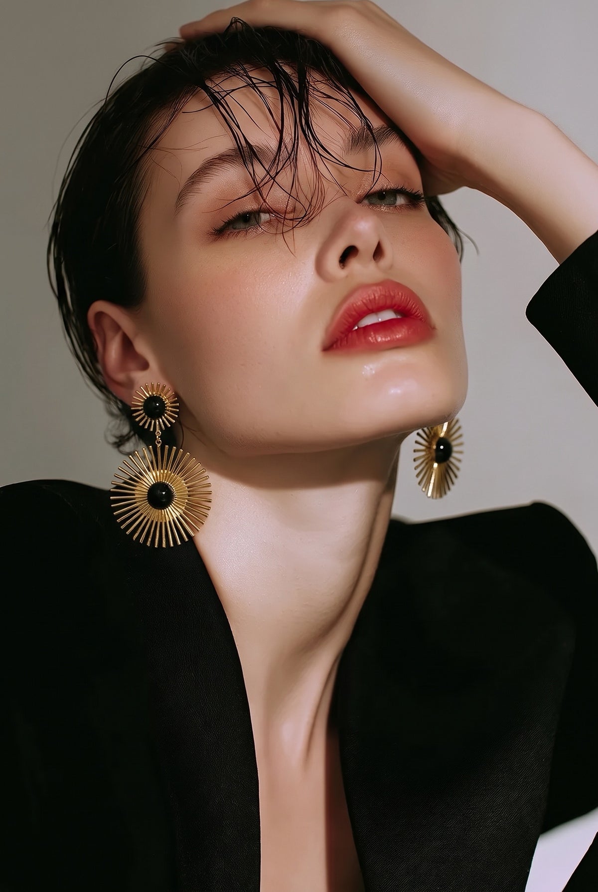 SUNBURST BLACK ONYX DROP EARRINGS