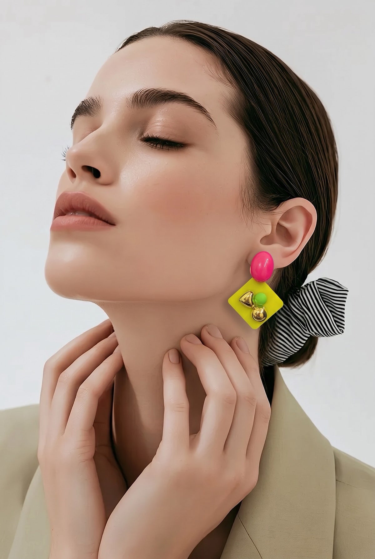 COLOR BLOCK POP ART DROP EARRINGS